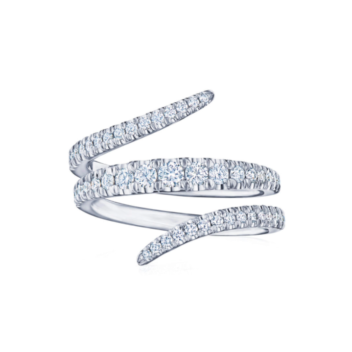 18K White Gold Vine Diamond Wrap Ring -30034-0-DIA