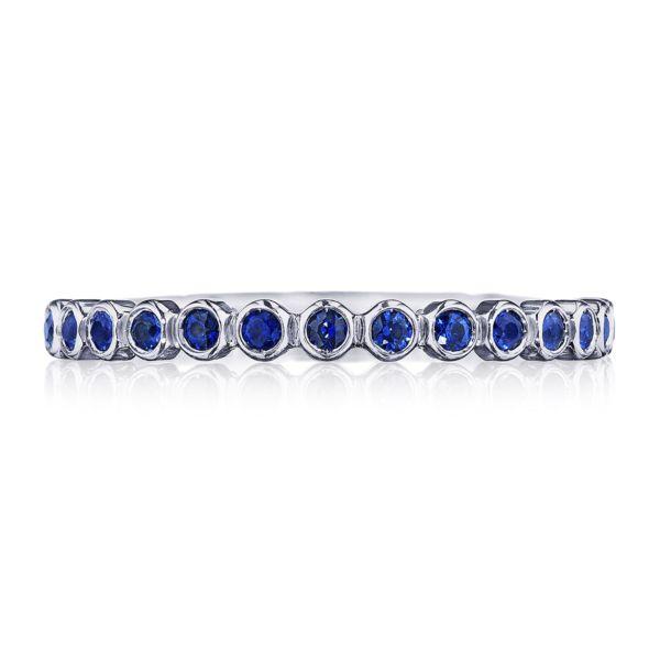 Sculpted Crescent Bezel Droplet Band with Blue Sapphires-200-2 3/4 BS W