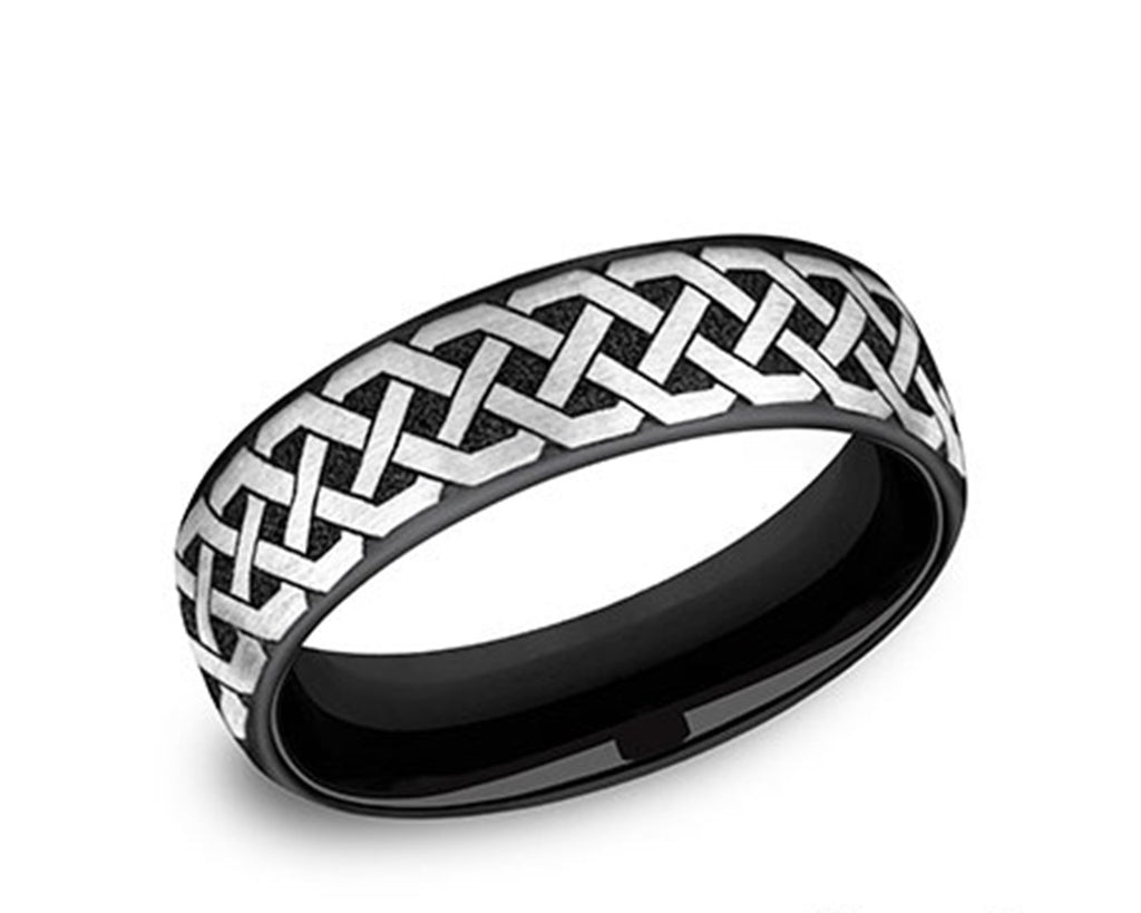 Grey and Black Titanium Celtic Love Knot 6.5mm Wedding Band -EUCF8465361GBKT10