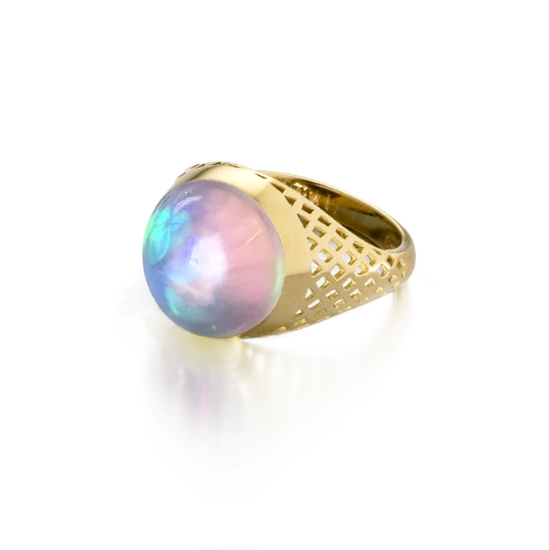 18k Yellow Gold Opal Pinky Ring -RGR-661.01