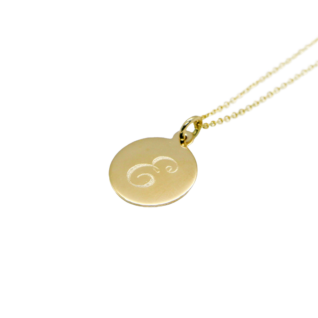 Yellow Gold Signature Initial Disc Pendant - SIDPE