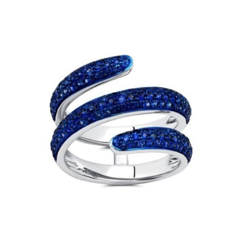 Blue Rhodium & Blue Sapphire Coil Ring CRR-1602430
