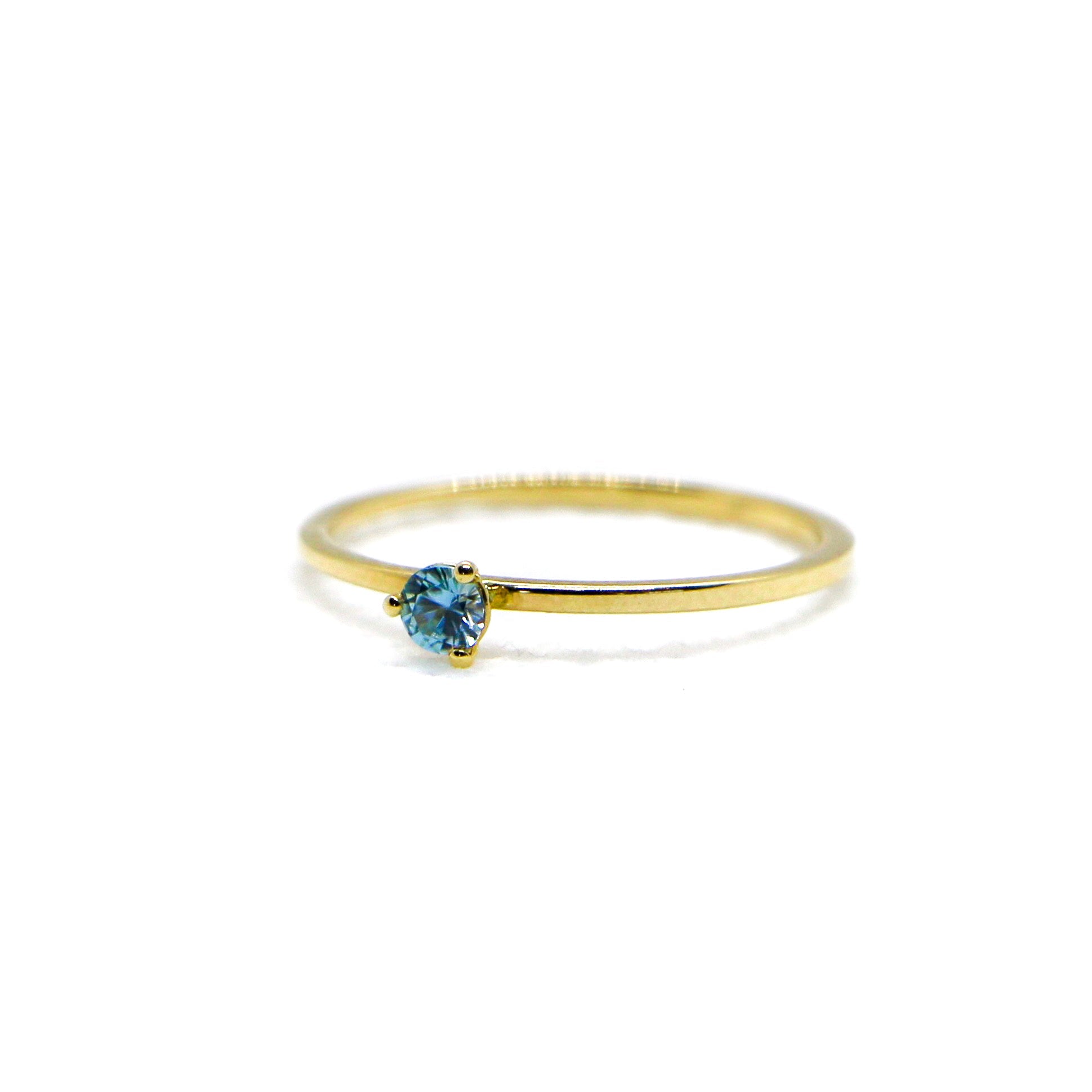 Aquamarine Yellow Gold Birthstone Ring -SRY