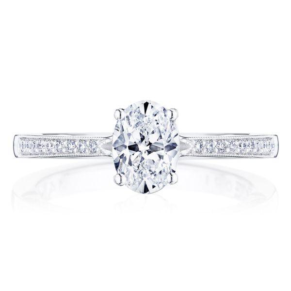 'Coastal Crescent' Oval Engagement Ring with Side Diamonds -P102 OV 7X5 FW