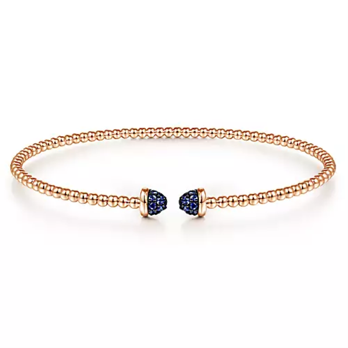 Bujukan Bead Cuff Bracelet with Sapphire Pavé Caps