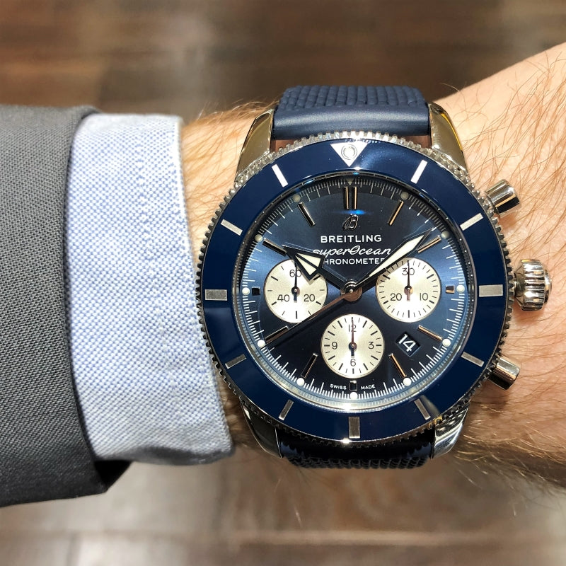 Pre-Owned Blue Breitling Superocean Heritage II Chronograph -AB0162161C1S1