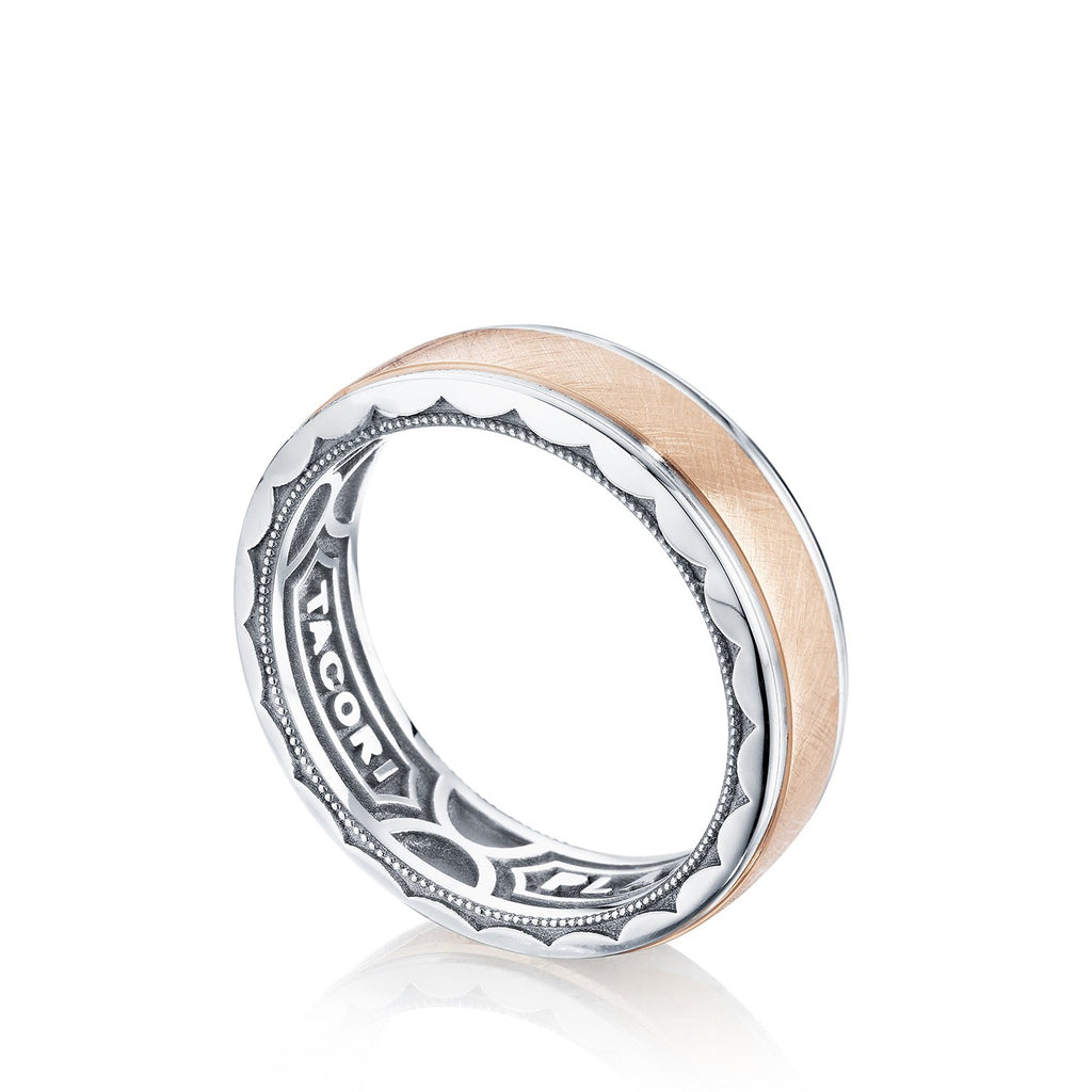 'Sculpted Crescent' 6mm Men's 18k Rose and White Two Tone Wedding Band Tacori