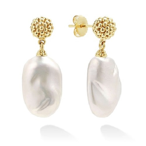 Luna Pearl Baroque Drop Earrings - 01-11202-M