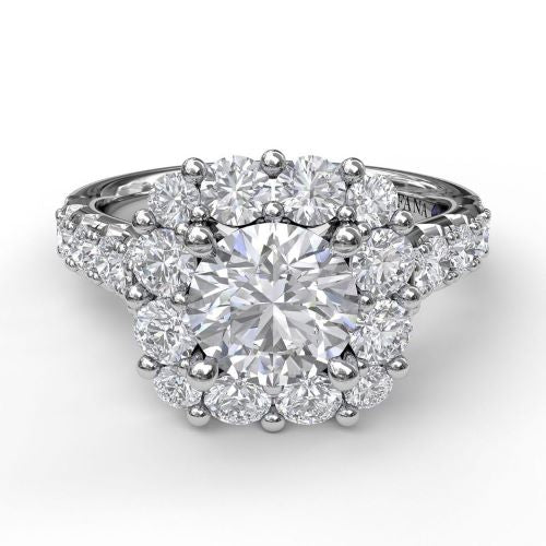 Large Diamond Cushion Halo Engagement Ring S3459