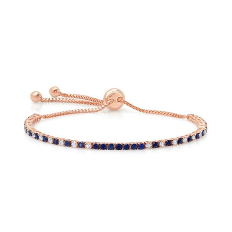 Diamond & Blue Sapphire Bolo Bracelet Rose Gold -1032270S