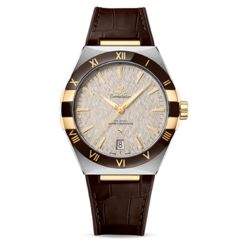 Constellation Steel/Sedna Gold Grey Dial Leather Strap 41mm Watch -131.23.41.21.06.002