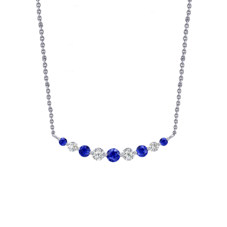 Smile Necklace with Diamond and Blue Sapphire - P0403