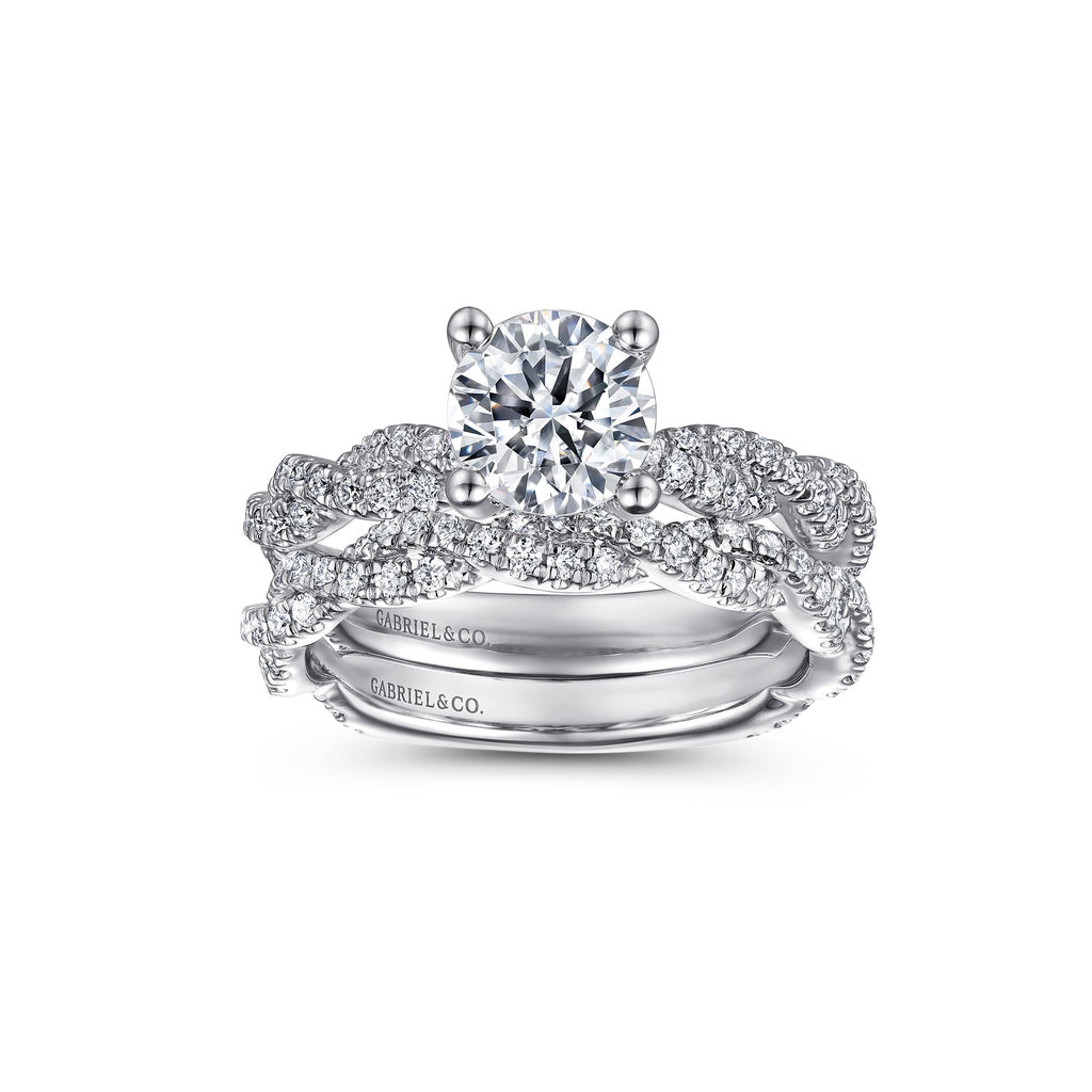 14K White Gold Round Diamond Engagement Ring -ER13878R4W44JJ