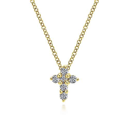 Yellow Gold Diamond Cross Pendant -NK1370Y45JJ