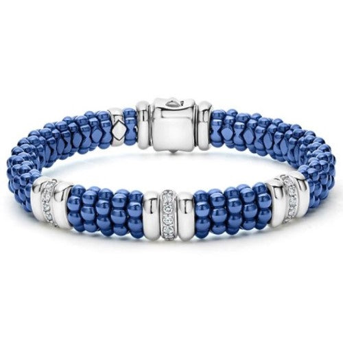 Blue Caviar Three Station Ceramic Diamond Bracelet -81441-CL7