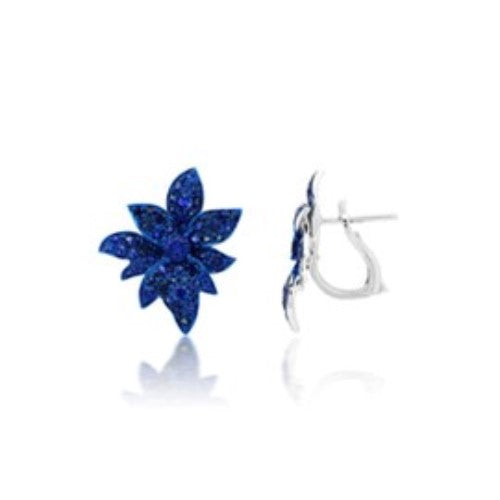 Blue Rhodium & Blue Sapphire Folha Earrings 1542700 Graziela
