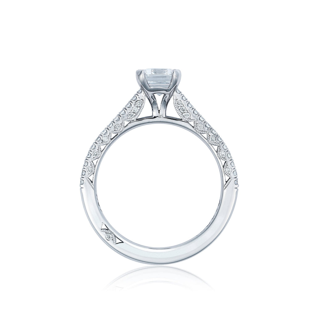 'Petite Crescent' 18k White Gold 7x5mm Emerald Engagement Ring Tacori