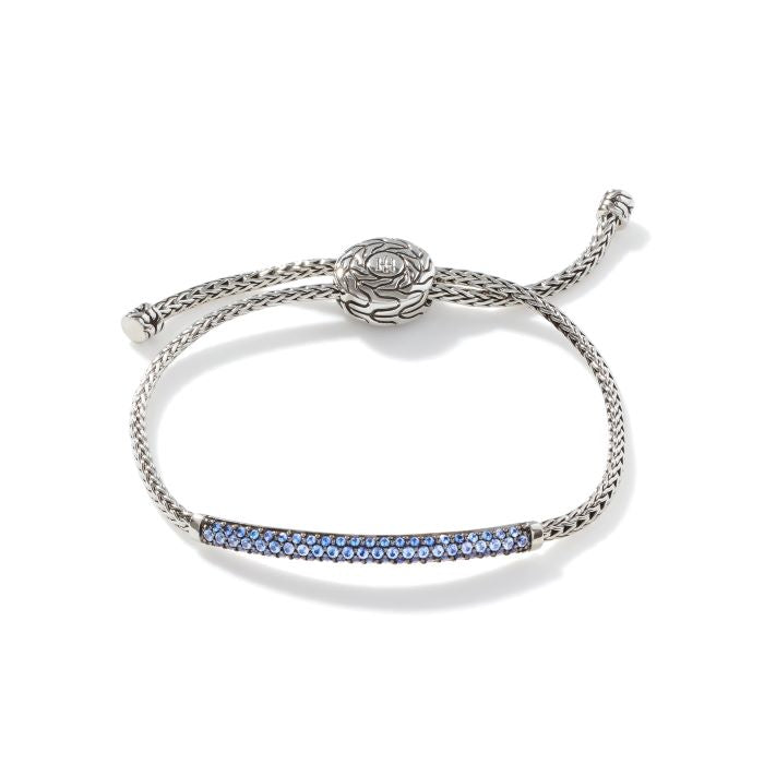 Pull Through Station Bracelet with Blue Sapphire-BBS901194BSPXM-L