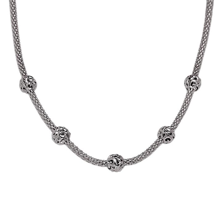Silver Ivy 5 Bead String Necklace -6859-S