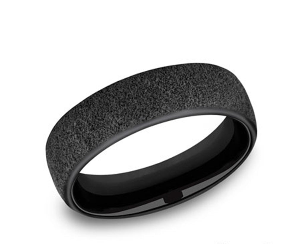 Black Titanium Concrete Finish Euro Comfort Fit 6.5mm Men's Wedding Band -EUCF565743BKT10