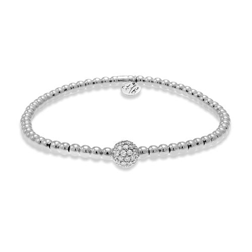 Tresore 18K White Stationary Diamond Cluster Stretch Bracelet – 20345