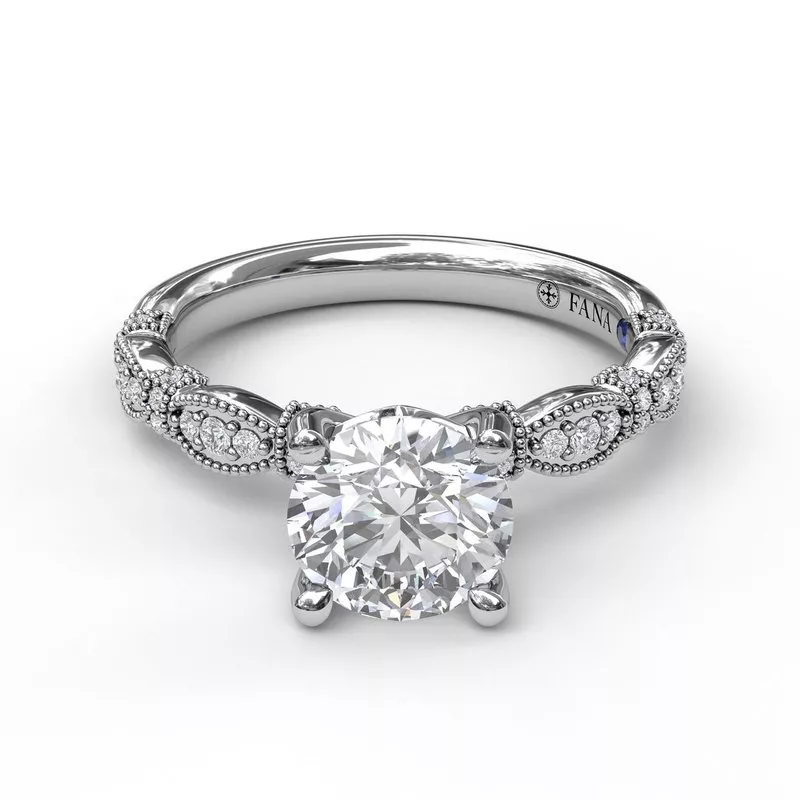 Classic Diamond Engagement Ring w/ Milgrain Details S3039WG