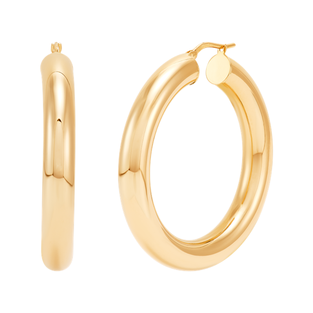 14k Italian Gold Tube Earrings -FRE084351Y37