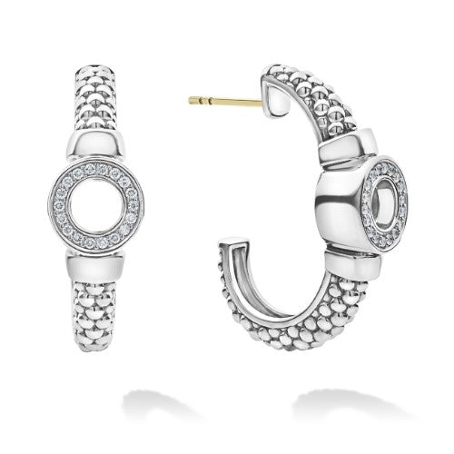 Caviar Spark Diamond Circle Half Hoop Earrings -81909-DD