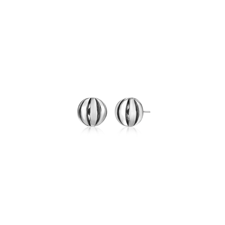 Silver Birdcage Classic Ball Stud Earrings -663-S10