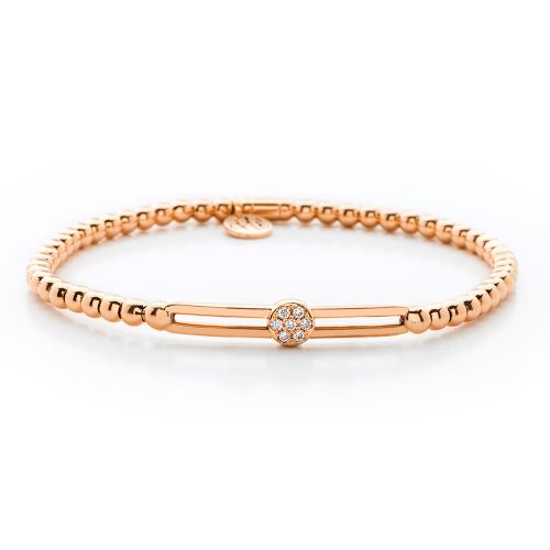 Tresore Rose Gold Single Diamond Cluster Stretch Bracelet – 20357