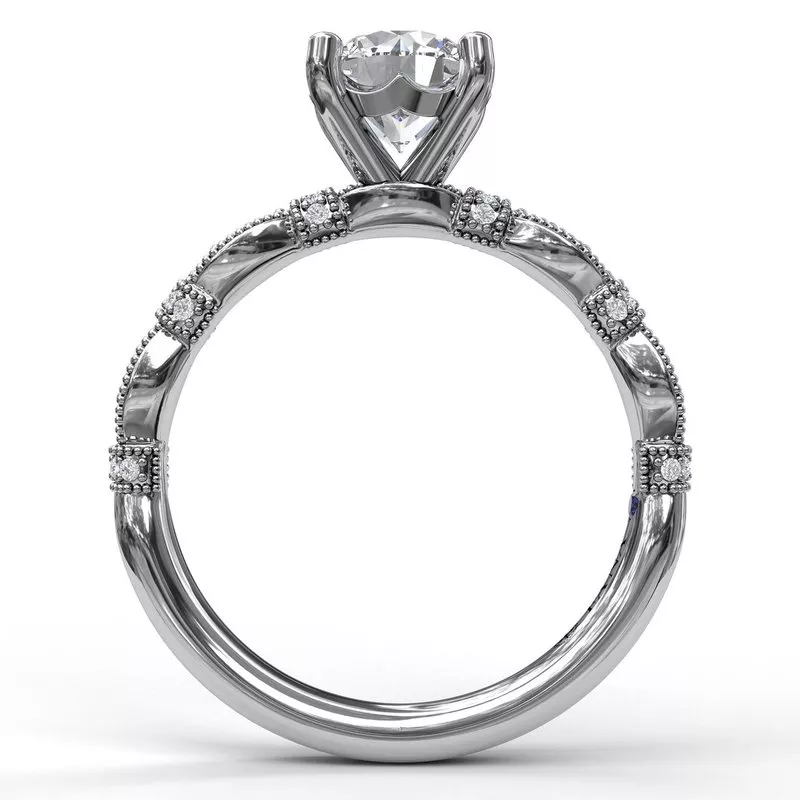 Classic Diamond Engagement Ring w/ Milgrain Details S3039
