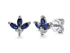 Lusso Diamond and Blue Sapphire Stud Earrings -EG14963W45SA