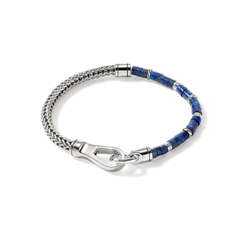 Sterling Silver Heishi Chain Bracelet with Lapis Lazuli - BUS9012521LPZ