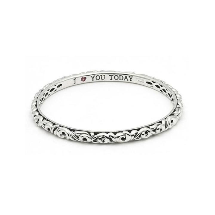Silver " I Love You Today " Bangle Bracelet -6804-TOD63