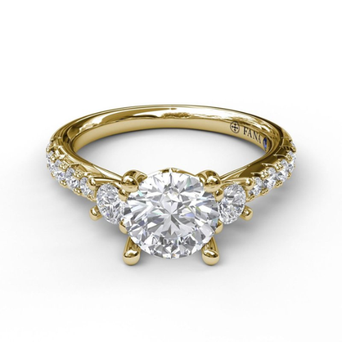 Three-Stone Engagement Ring w/ Pave Sides S3921