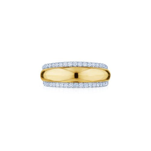 18k Two Tone Orbit Domed Stacking Ring -30193