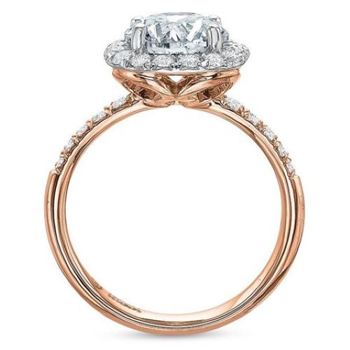 'Extraordinary' Two Tone Cushion Halo Engagement Ring 269018R Precision Set