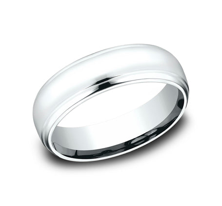 14K White Gold Drop Edge Comfort Fit 6.5mm Wedding Band -CF71654014KW10