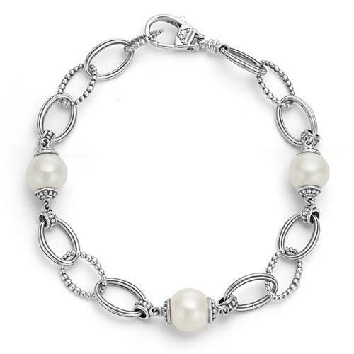 Silver Caviar Pearl Link Bracelet -05-81470