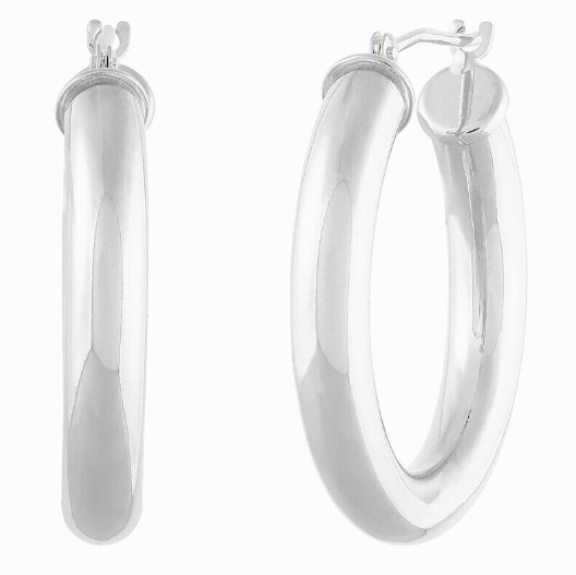 14W 4X25mm Tube Hoop Earrings- E10-4025-W
