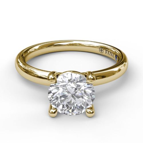 Classic Round Cut Solitaire Engagement Ring S3842 Yellow Gold FANA