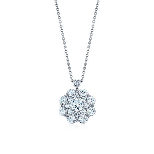18k Diamond Cluster Pendant Necklace -9448-0-DIA-18KW