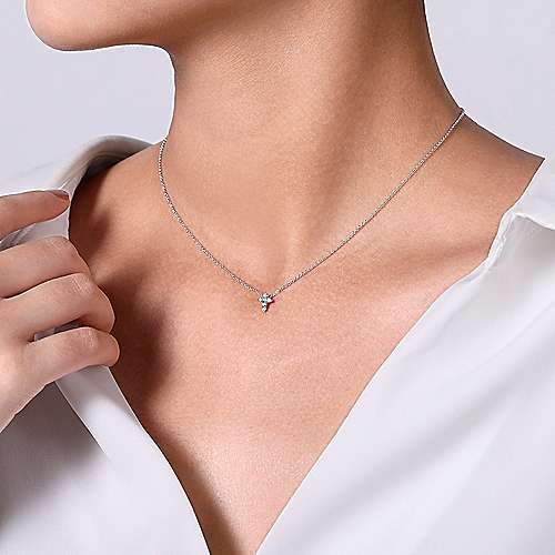 14K White Gold Diamond Cross Necklace -NK1370W45JJ Gabriel & Co.