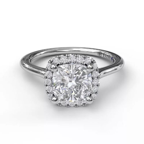 Classic Cushion Halo Engagement Ring S3044 White Gold