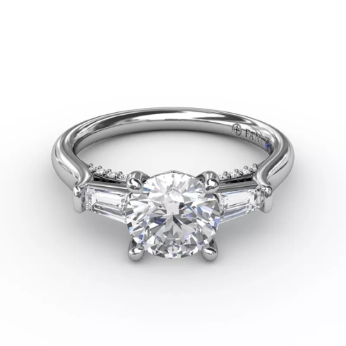 Three-Stone Engagement Ring w/ Bezel-Set Baguettes S3295