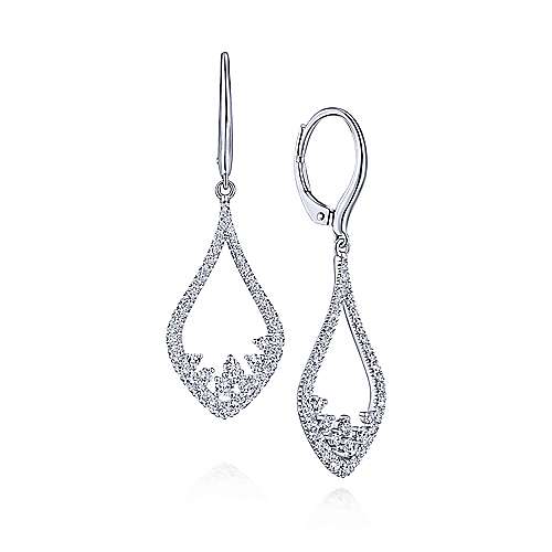 Open Teardrop Diamond Drop Earrings -EG12642W45JJ