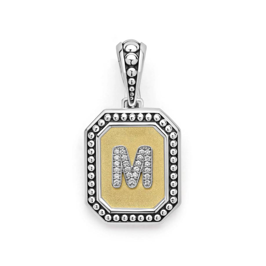 Two Tone Diamond Initial Charm Necklace -07-81315-0M Brent Miller