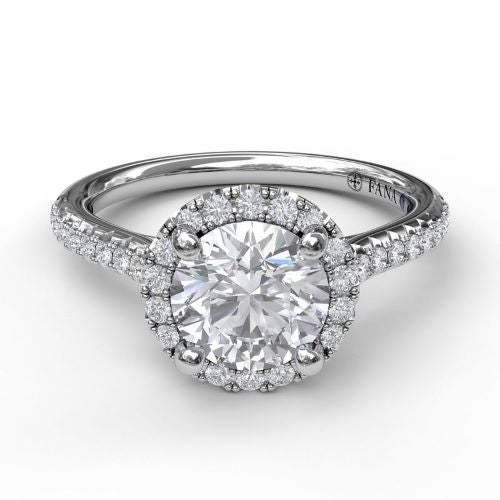 Delicate Round Halo w/ Pave Band S3789WG FANA