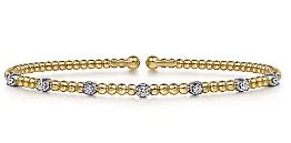 Bujukan Bead Cuff Bracelet with 7 Stationary Diamonds -BG4436-62M45JJ