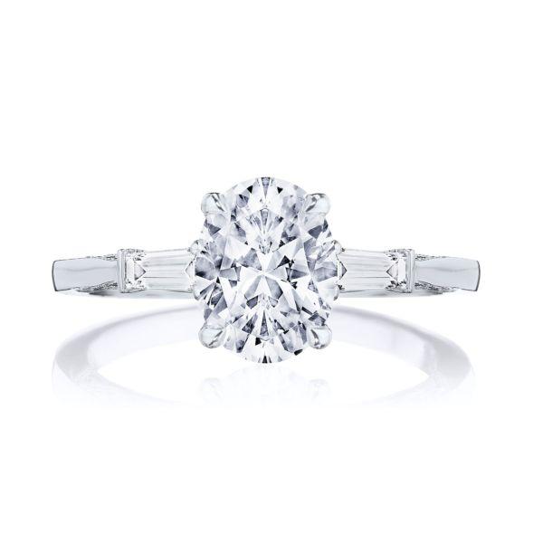 'Simply Tacori' Oval Semi-mount Engagement Ring with Baguettes -2669 OV 8X6 W